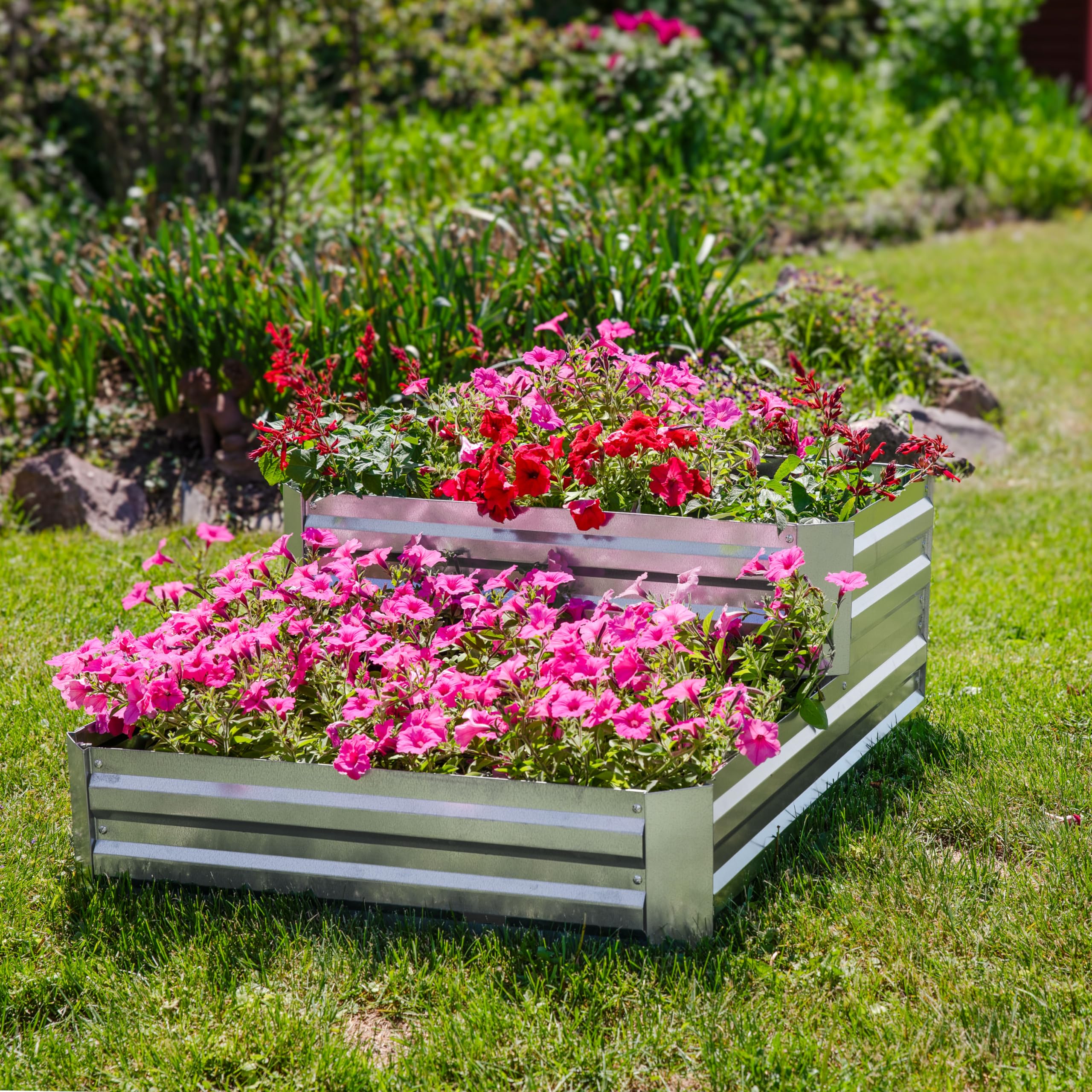 Amazon.com: Sunnydaze 2-Tier Galvanized Steel Raised Garden Bed